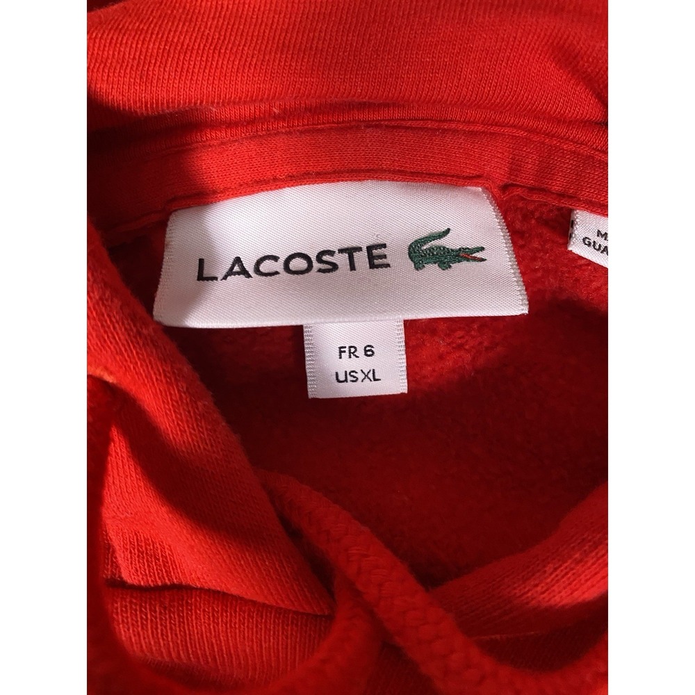 Lacoste Men's Hooded Colorblock Red Blue Cream Classic Sweatshirt Size XL - Picture 3 of 8